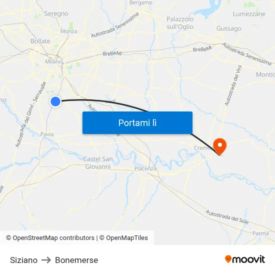 Siziano to Bonemerse map