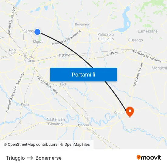 Triuggio to Bonemerse map