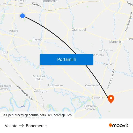 Vailate to Bonemerse map