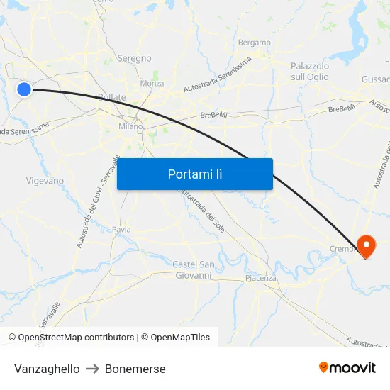 Vanzaghello to Bonemerse map