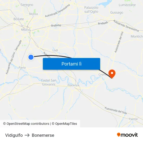 Vidigulfo to Bonemerse map