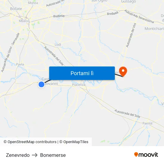 Zenevredo to Bonemerse map