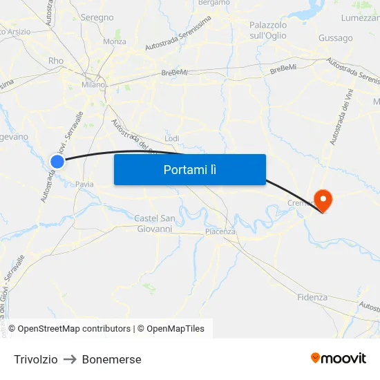 Trivolzio to Bonemerse map