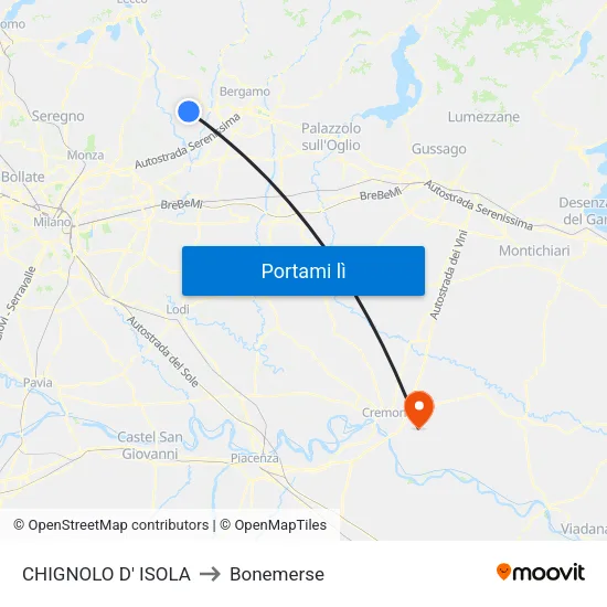 CHIGNOLO D' ISOLA to Bonemerse map