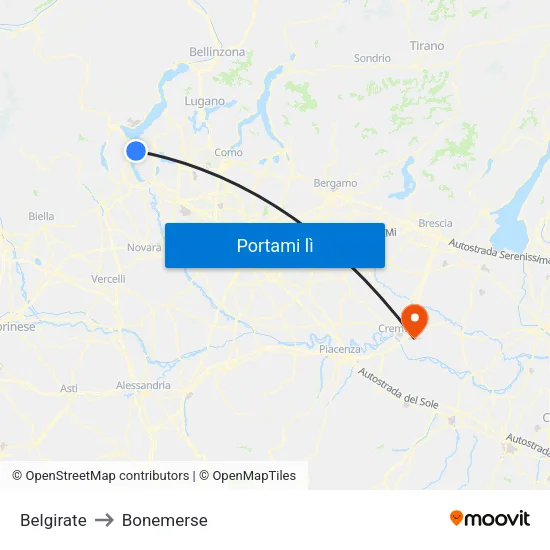 Belgirate to Bonemerse map