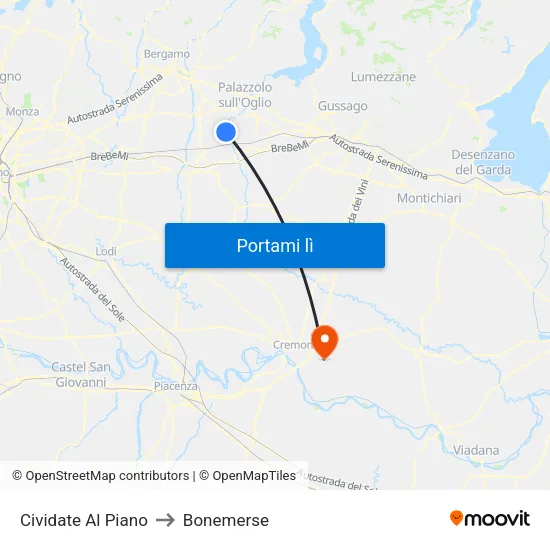 Cividate Al Piano to Bonemerse map