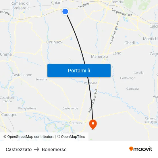 Castrezzato to Bonemerse map