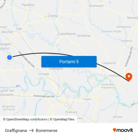 Graffignana to Bonemerse map