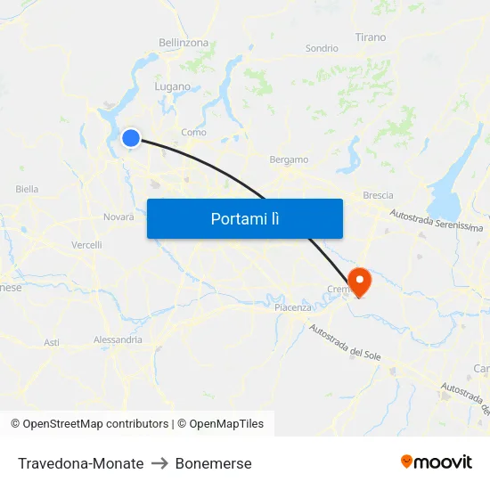 Travedona-Monate to Bonemerse map