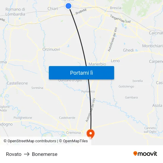 Rovato to Bonemerse map