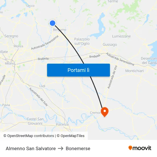 Almenno San Salvatore to Bonemerse map