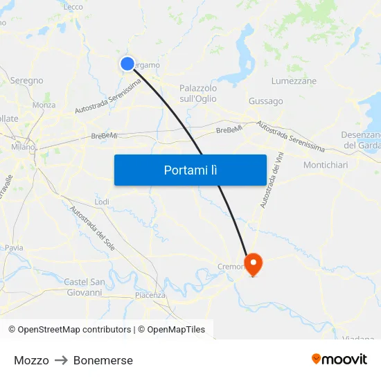 Mozzo to Bonemerse map