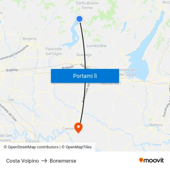 Costa Volpino to Bonemerse map