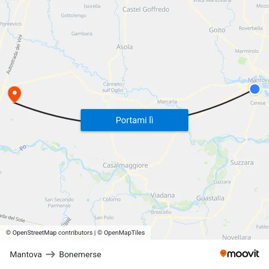 Mantova to Bonemerse map