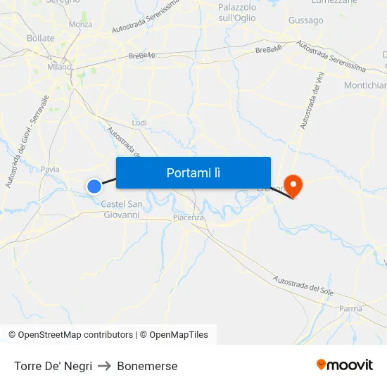 Torre De' Negri to Bonemerse map