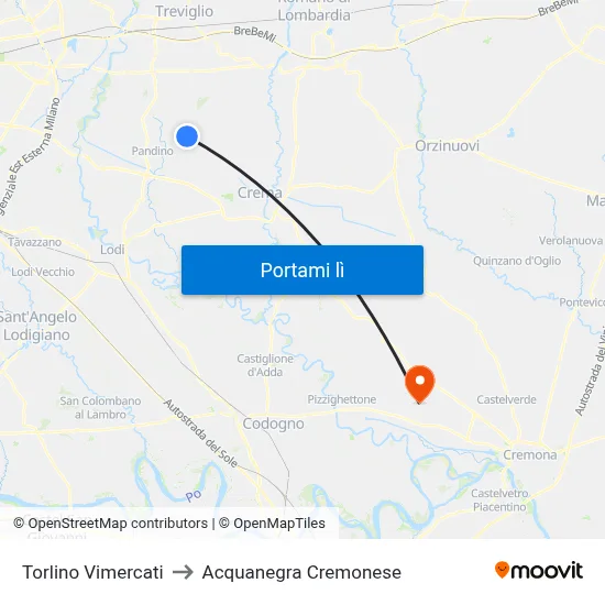 Torlino Vimercati to Acquanegra Cremonese map