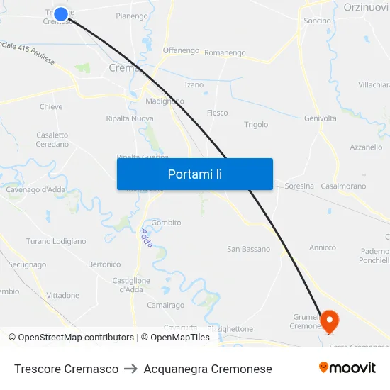 Trescore Cremasco to Acquanegra Cremonese map
