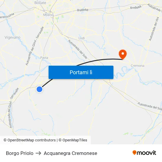 Borgo Priolo to Acquanegra Cremonese map