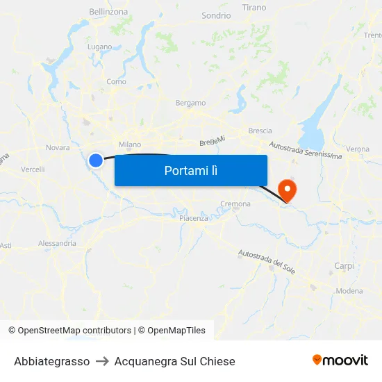 Abbiategrasso to Acquanegra Sul Chiese map
