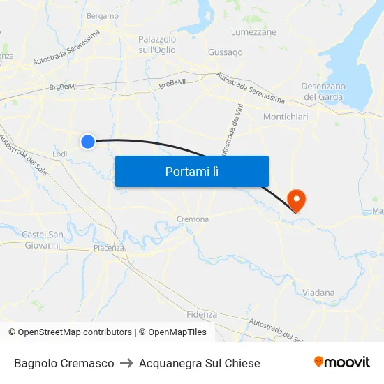 Bagnolo Cremasco to Acquanegra Sul Chiese map