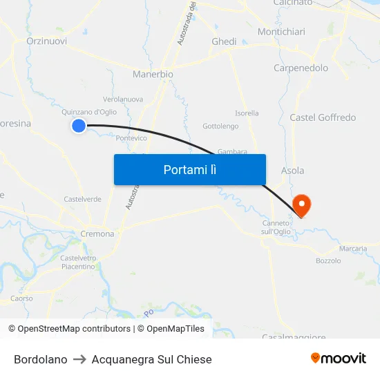 Bordolano to Acquanegra Sul Chiese map