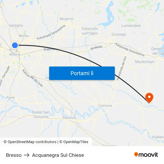Bresso to Acquanegra Sul Chiese map