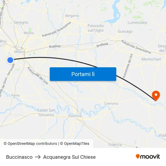 Buccinasco to Acquanegra Sul Chiese map