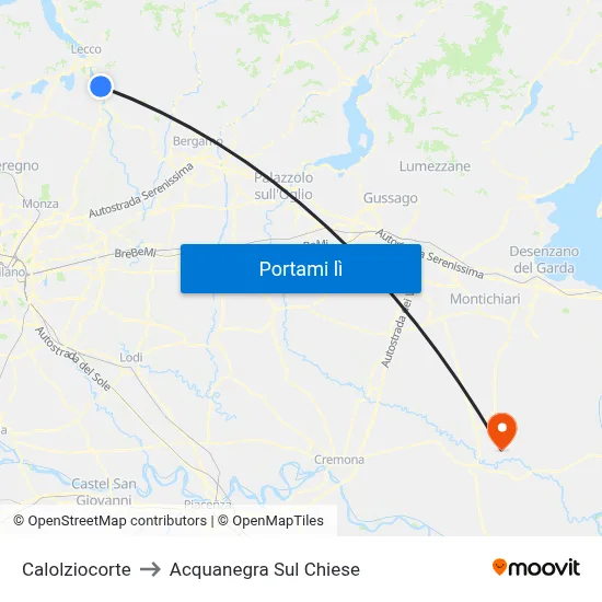 Calolziocorte to Acquanegra Sul Chiese map