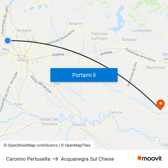 Caronno Pertusella to Acquanegra Sul Chiese map