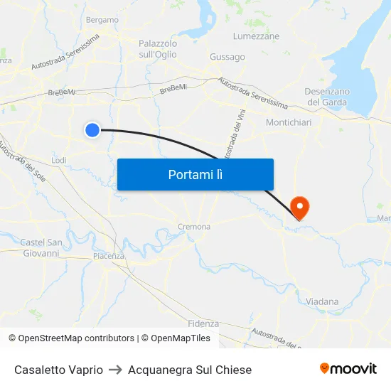 Casaletto Vaprio to Acquanegra Sul Chiese map