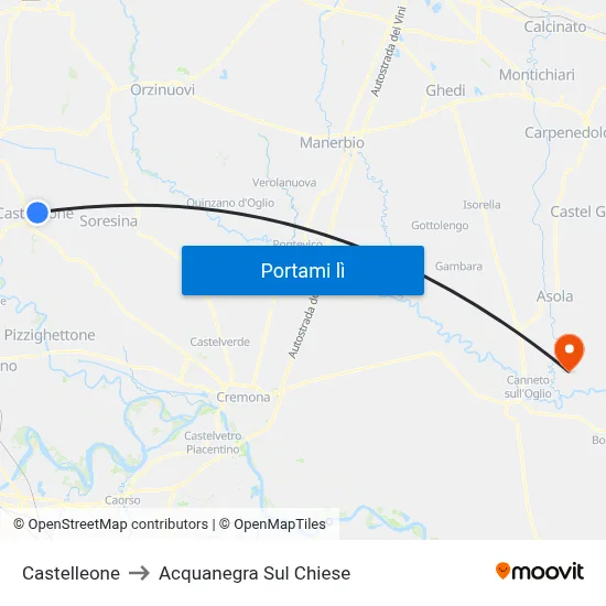 Castelleone to Acquanegra Sul Chiese map