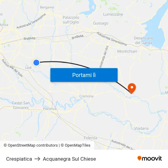 Crespiatica to Acquanegra Sul Chiese map