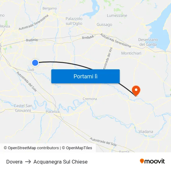 Dovera to Acquanegra Sul Chiese map