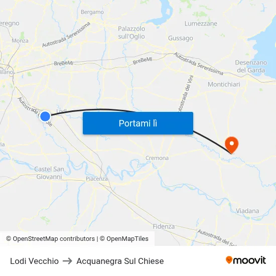 Lodi Vecchio to Acquanegra Sul Chiese map