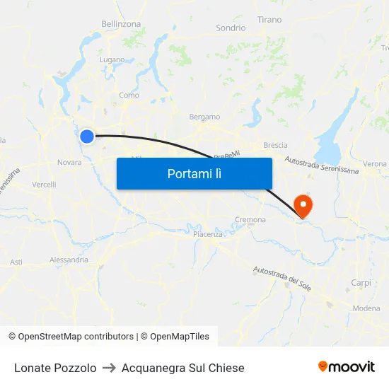 Lonate Pozzolo to Acquanegra Sul Chiese map