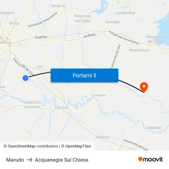 Marudo to Acquanegra Sul Chiese map