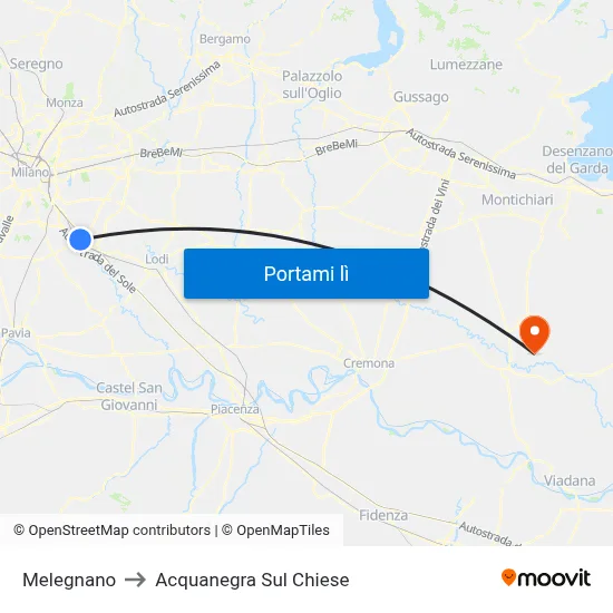 Melegnano to Acquanegra Sul Chiese map