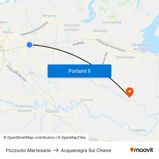 Pozzuolo Martesana to Acquanegra Sul Chiese map