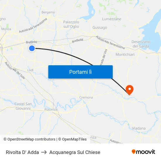 Rivolta D' Adda to Acquanegra Sul Chiese map