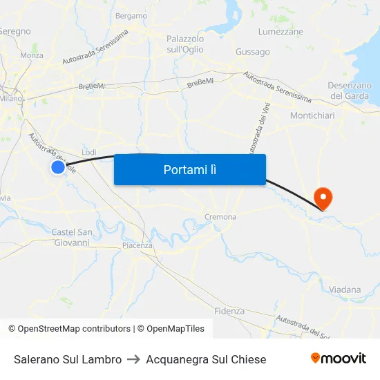 Salerano Sul Lambro to Acquanegra Sul Chiese map
