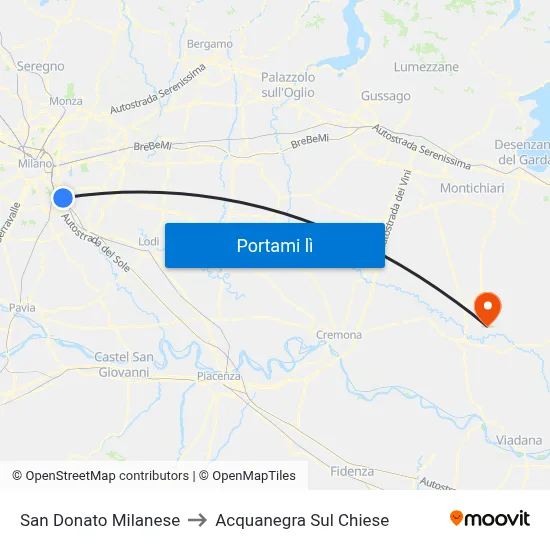San Donato Milanese to Acquanegra Sul Chiese map