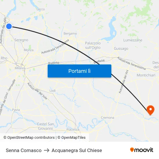 Senna Comasco to Acquanegra Sul Chiese map