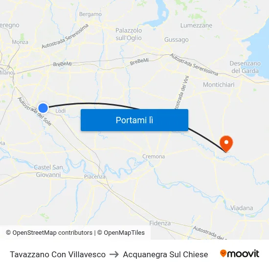 Tavazzano Con Villavesco to Acquanegra Sul Chiese map