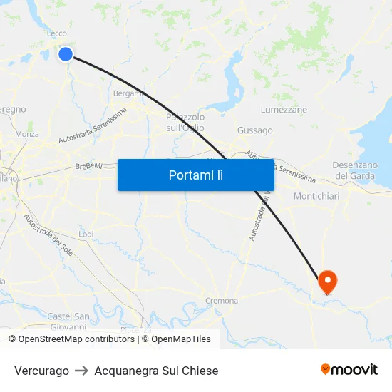 Vercurago to Acquanegra Sul Chiese map