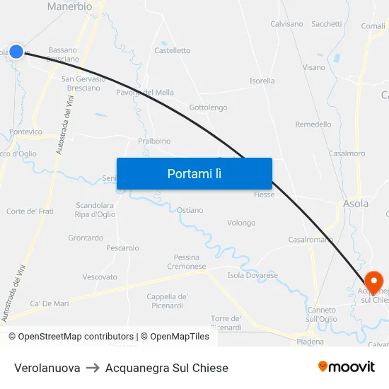 Verolanuova to Acquanegra Sul Chiese map