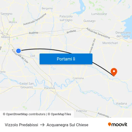 Vizzolo Predabissi to Acquanegra Sul Chiese map