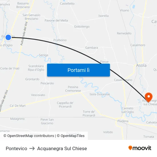 Pontevico to Acquanegra Sul Chiese map