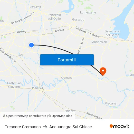 Trescore Cremasco to Acquanegra Sul Chiese map