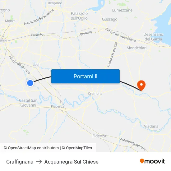 Graffignana to Acquanegra Sul Chiese map