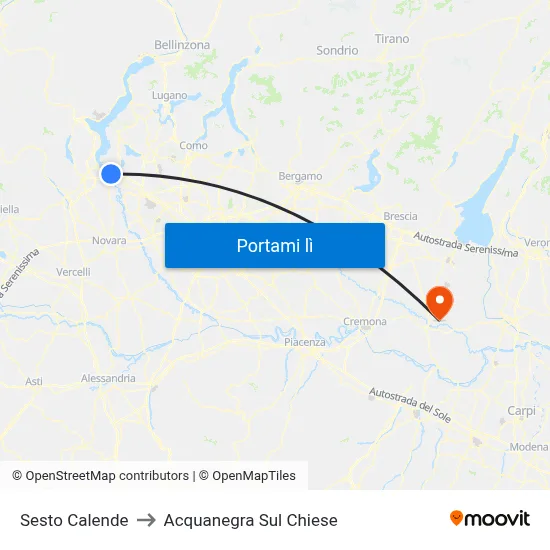Sesto Calende to Acquanegra Sul Chiese map